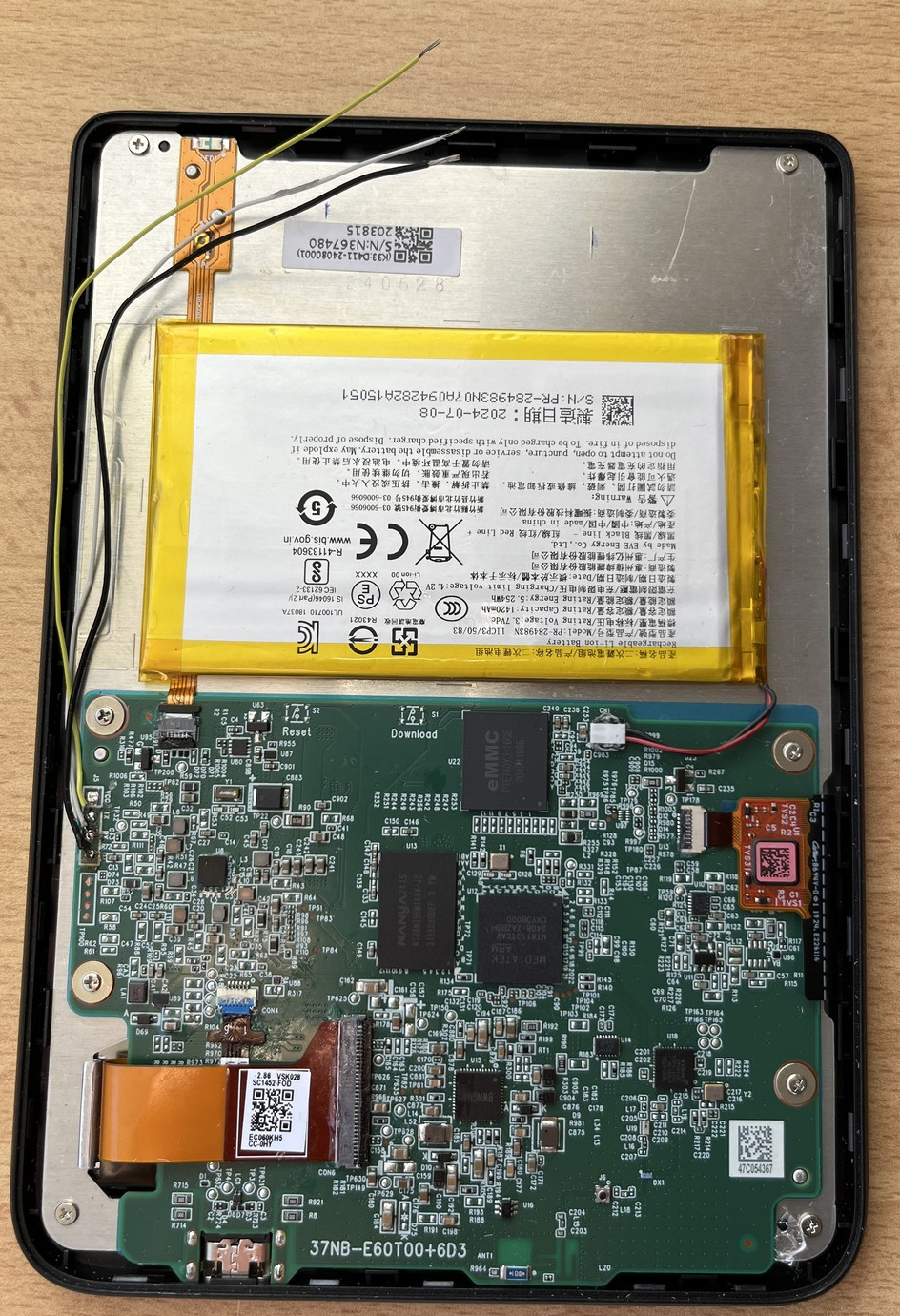 Wires soldered directly to the J5 UART port.